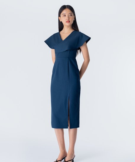 Hera V-neck Cape Dress - Teal