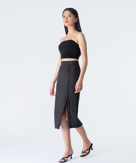 Paige Tweed Skirt - Black