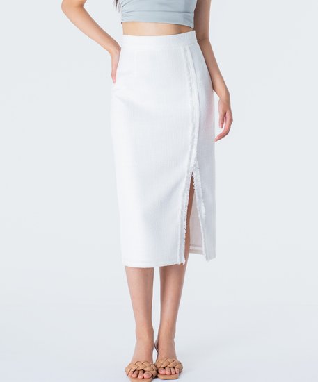 Paige Tweed Skirt - White