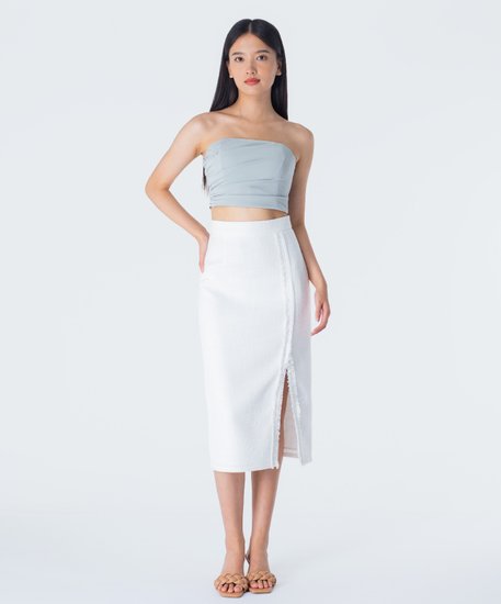 Paige Tweed Skirt - White