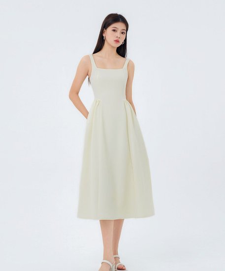 Shelby Side-pleat dress - Daffodil