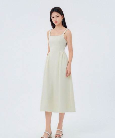 Shelby Side-pleat dress - Daffodil