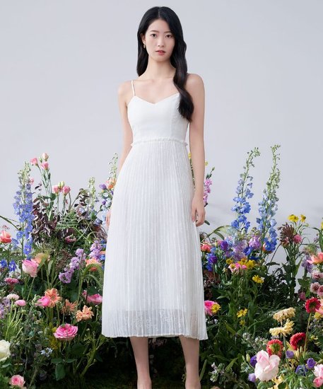 Pamela Pleated Dress - White