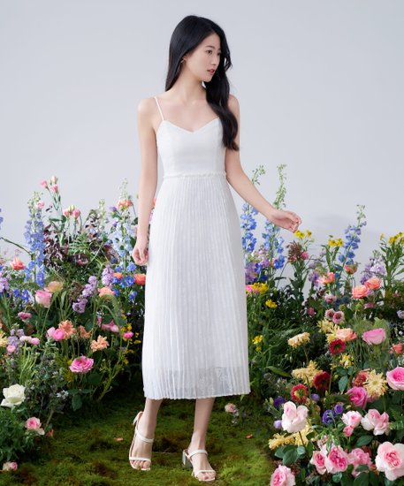 Pamela Pleated Dress - White