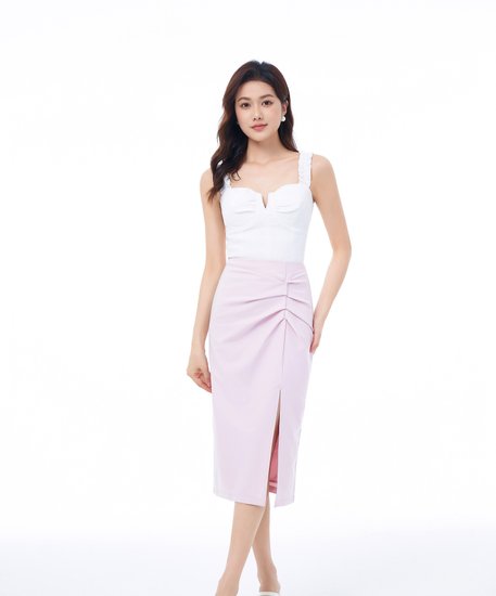Sonia Ruched Skirt - Blush