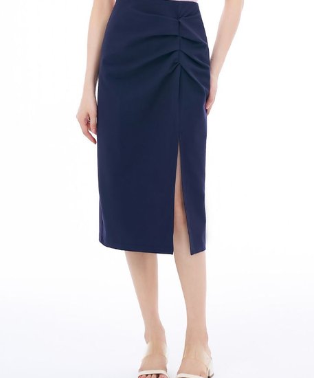 Sonia Ruched Skirt - Navy