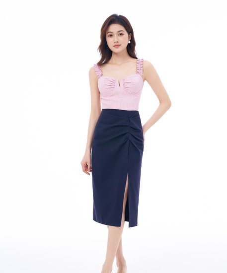 Sonia Ruched Skirt - Navy