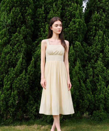 Freya Pleated Dress - Yellow