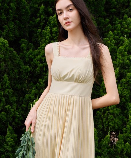 Freya Pleated Dress - Yellow