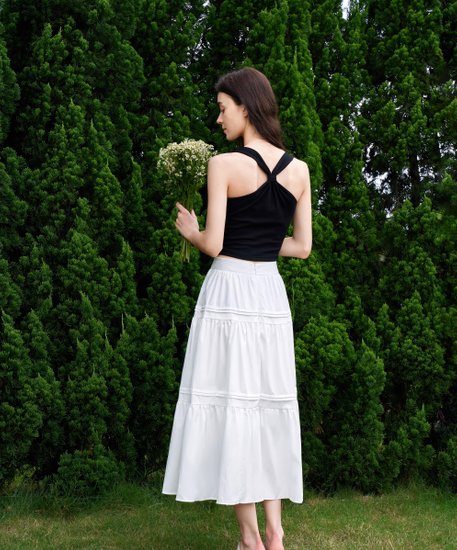Aalyn Tiered Skirt - White