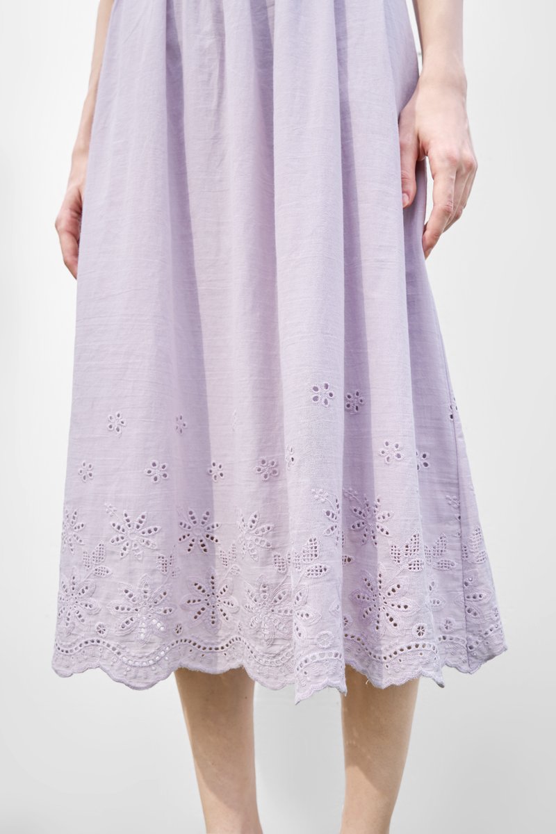 Genni Eyelet Sleeved Dress Lilac