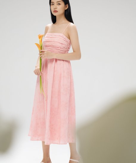 Faye Floral Midi Dress - Pink