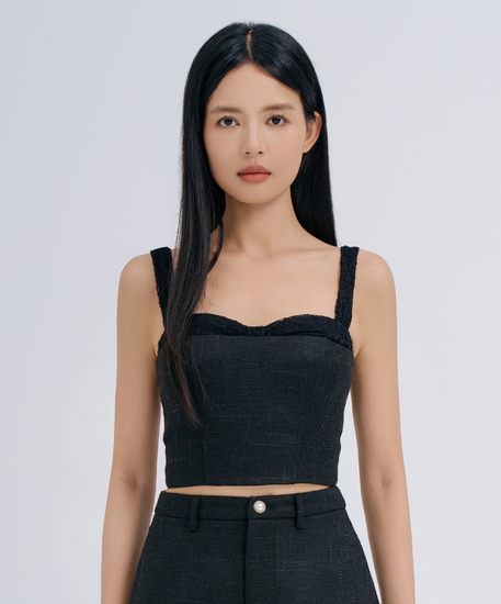 Kylie Tweed Top - Black