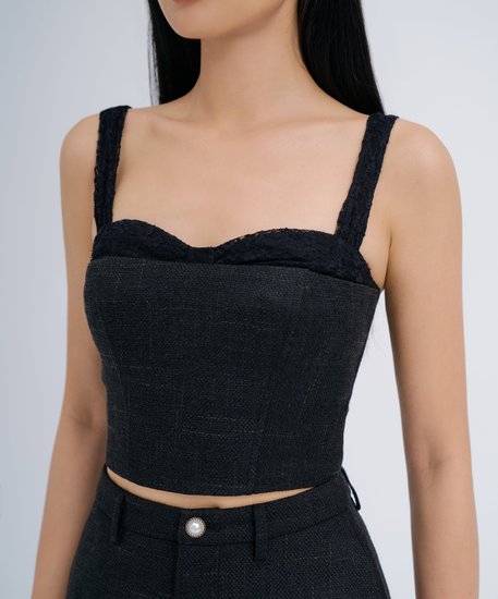 Kylie Tweed Top - Black