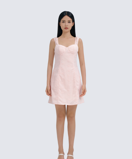 Poppy Eyelet Dress - Pink
